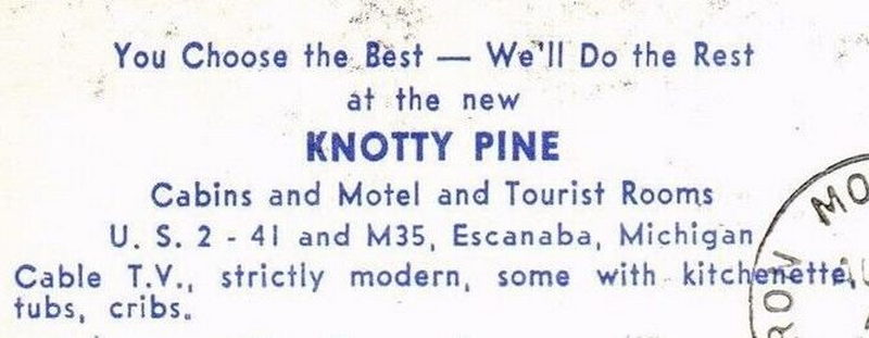 Knotty Pine Cabins and Motel - Vintage Postcard (newer photo)